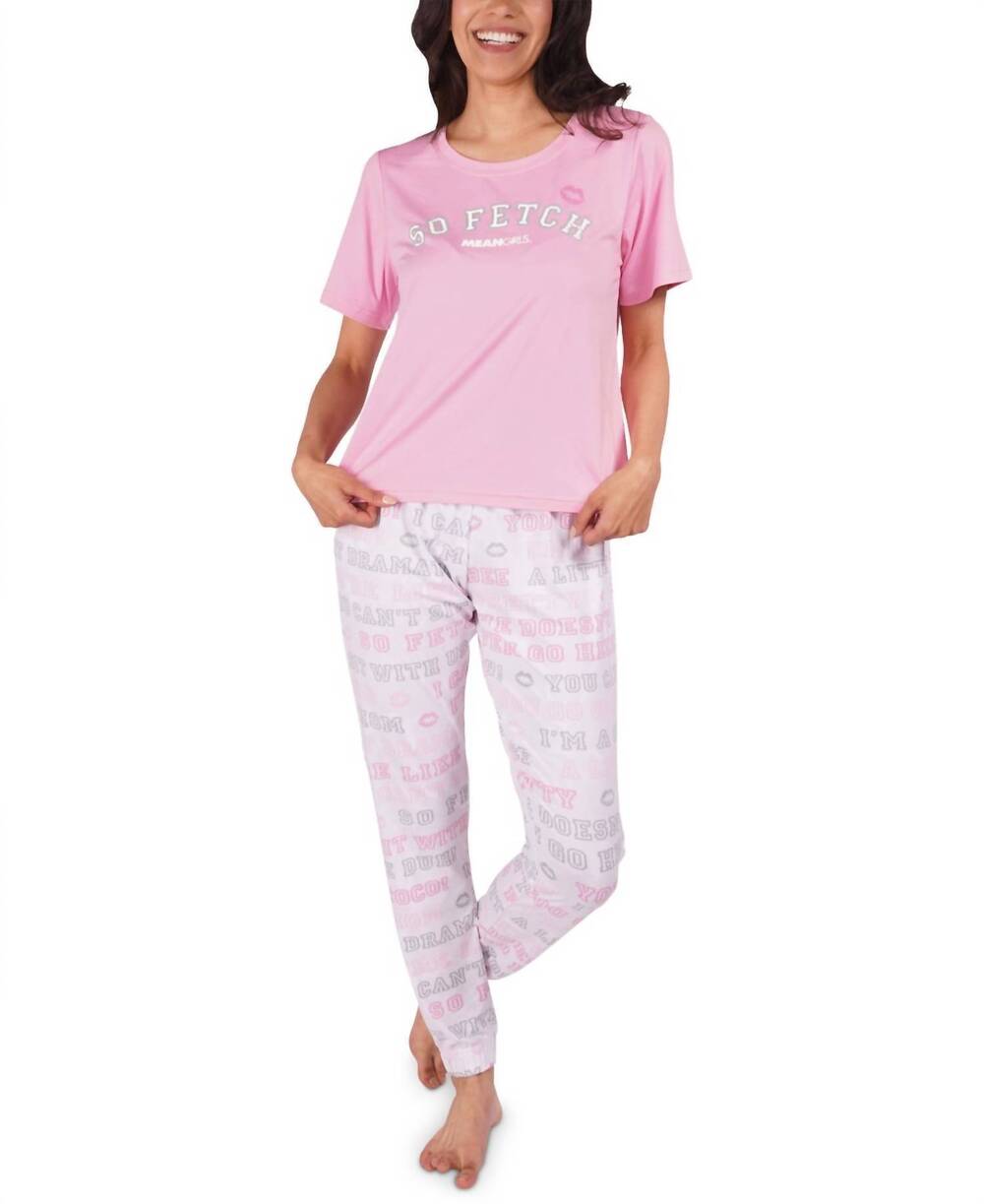 NEW MUNKI MUNKI women's sleepwear mean girls so fetch pajama set in pink